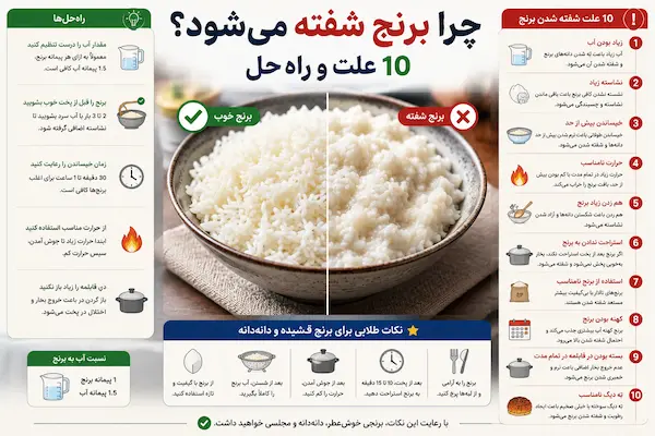چرا برنج شفته می‌شود