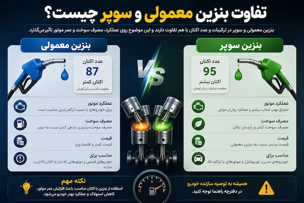 تفاوت بنزین معمولی و سوپر چیست؟