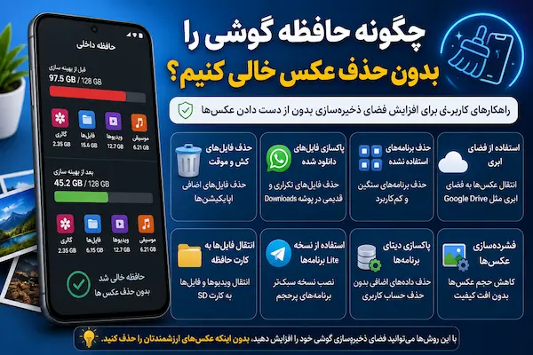 چگونه حافظه گوشی را بدون حذف عکس خالی کنیم؟