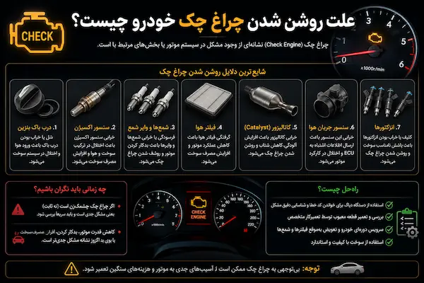 علت روشن شدن چراغ چک خودرو چیست