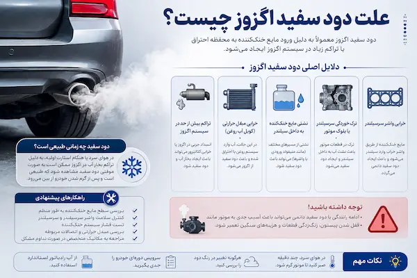 علت دود سفید اگزوز چیست